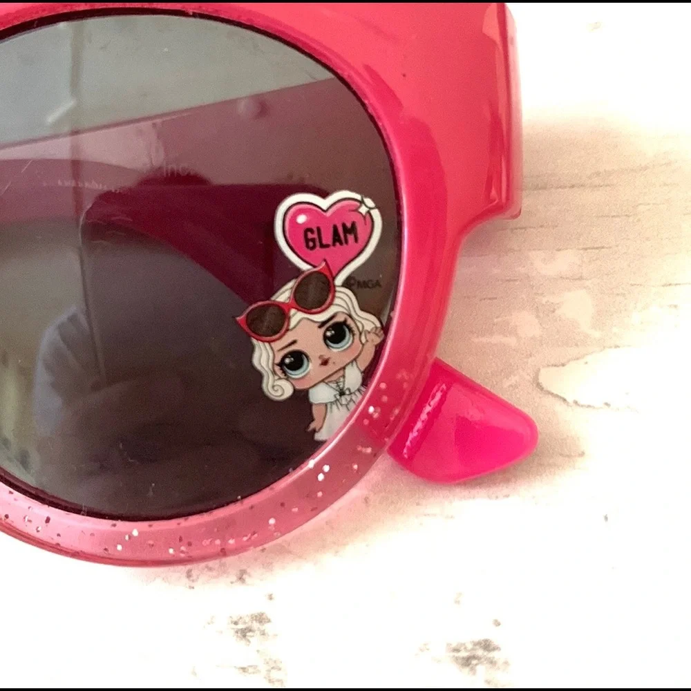 Girls Lol Doll Sunglasses & Carrying Case Pink Glitter Fits Toddlers & Kids